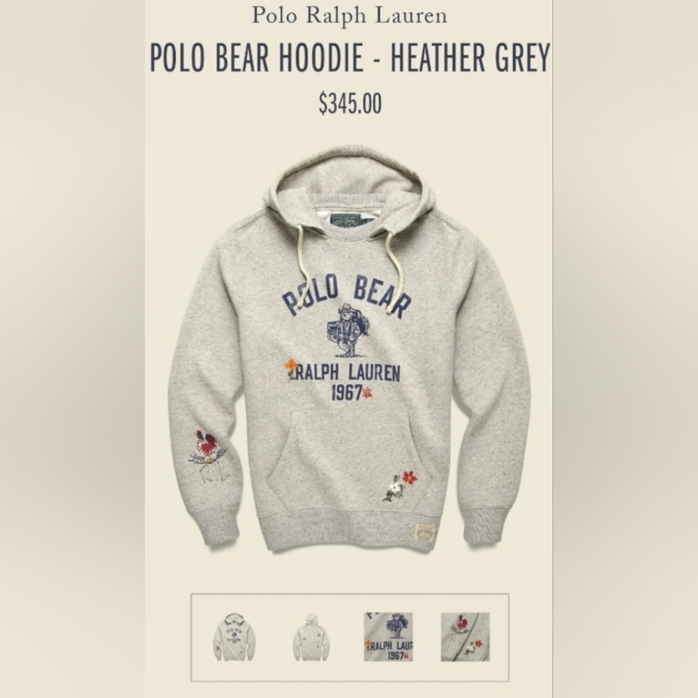Ralph Lauren Gray Polo Bear Hoodie